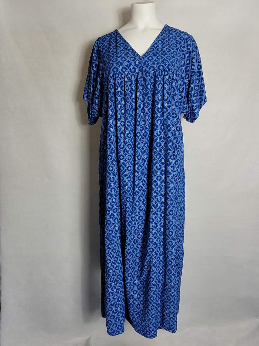Robe longue bleu imprimée femme grande taille (2)