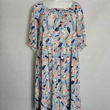 Robe mi longue imprimé bleu femme grande taille
