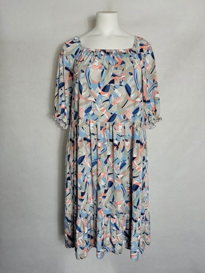 Robe mi longue imprimé bleu femme grande taille