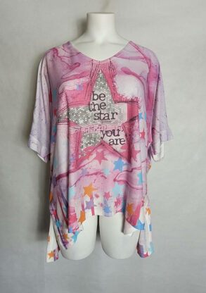 Tshirt étoile fuchsia femme grande taille