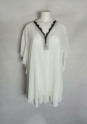 blouse longue chic voile blanc femme ronde