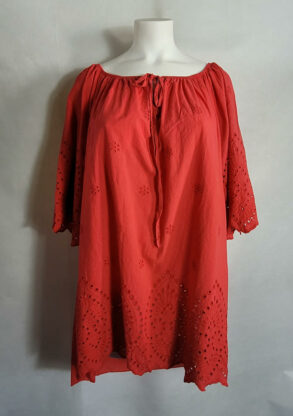 Tunique longue coton rouge femme grande taille
