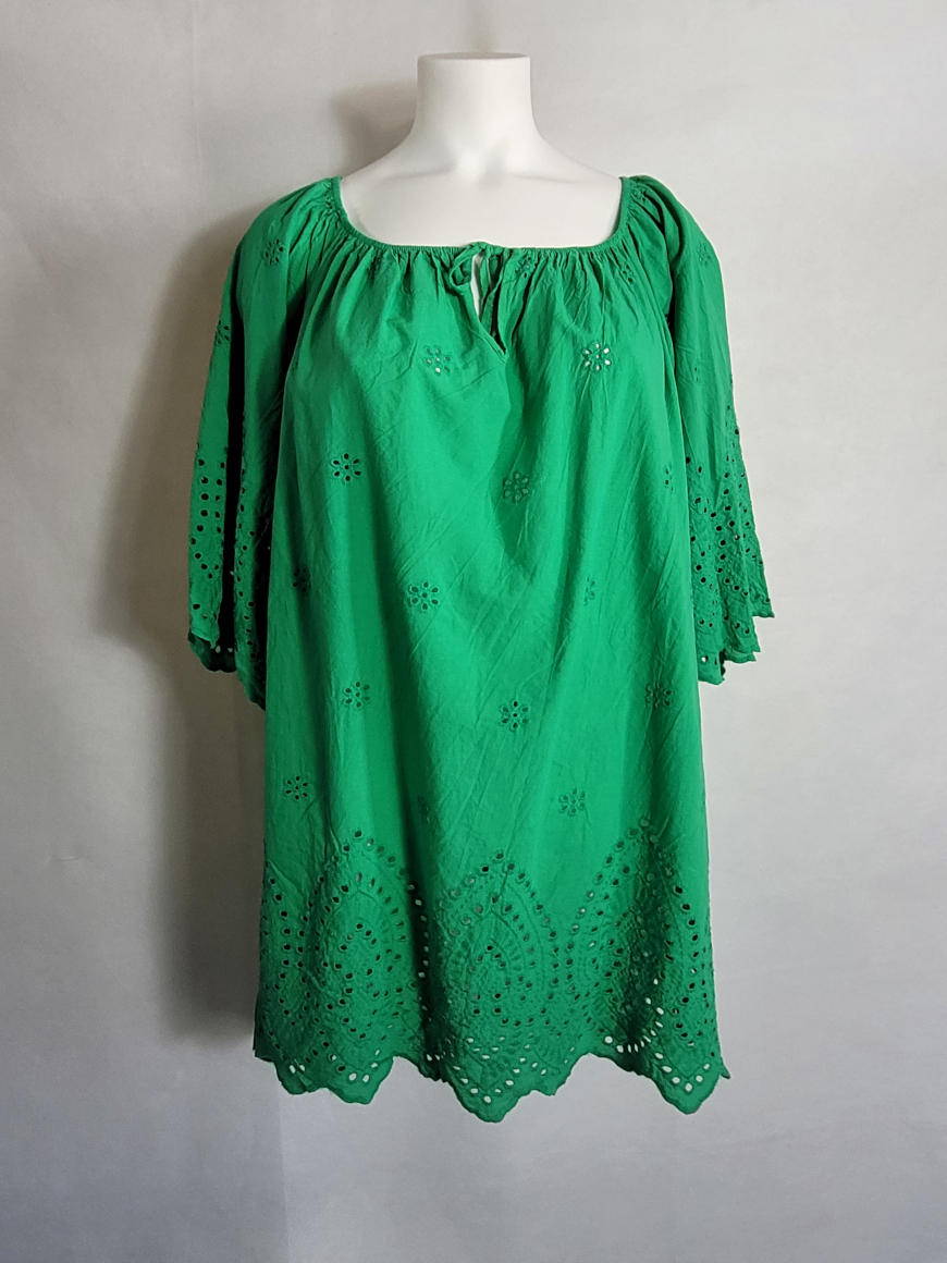 Tunique longue coton vert femme grande taille