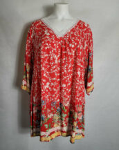 Tunique longue floral rouge femme ronde