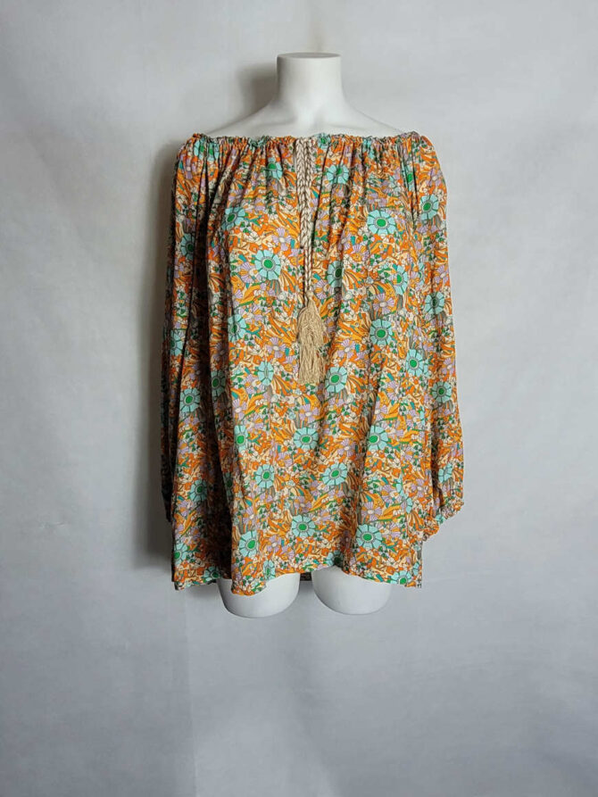 Tunique grand taille femme. blouse bohème fleurie orange femme grande taille