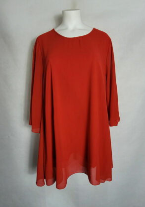 blouse longue chic voile rouge femme ronde