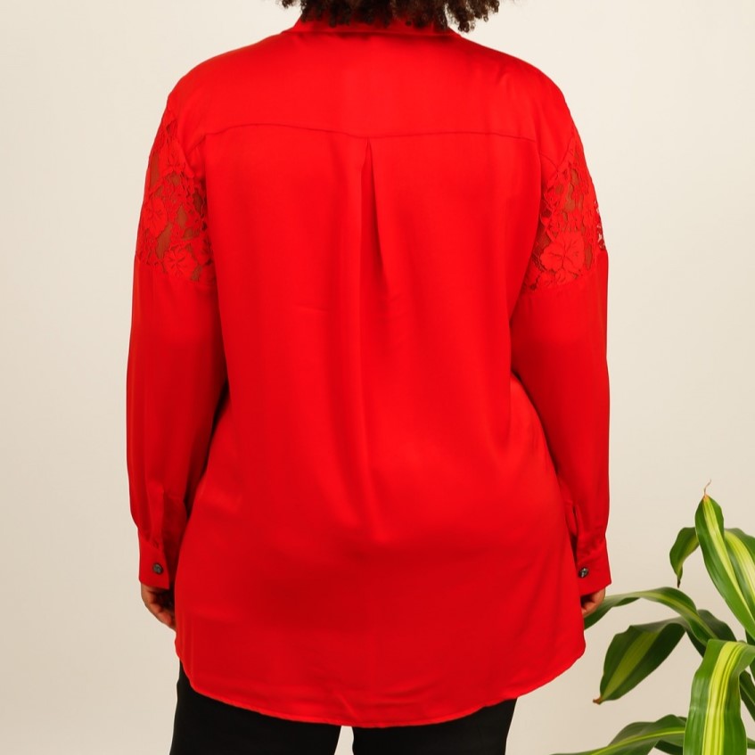 44 à 58 | Chemise femme ample fluide | satinée ornée de dentelle – Image 2