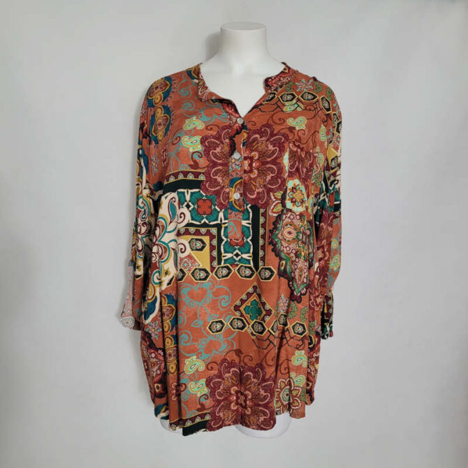 chemisiers imprimés femme forme généreuse col rond mao tunique originale