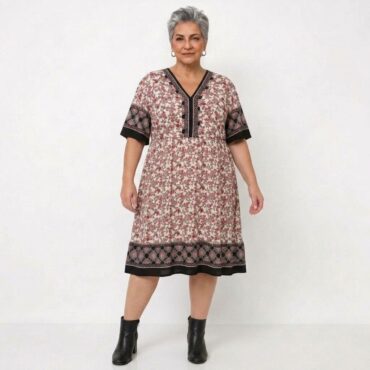 robe boheme chic longue femme ronde fleurie forme trapeze : robe chic manche courte : Robe ceremonie grand taille