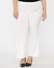 Pantalon large blanc dentelle femme ronde