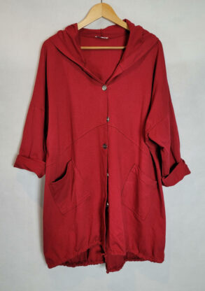 Veste sweat coton rouge femme grande taille