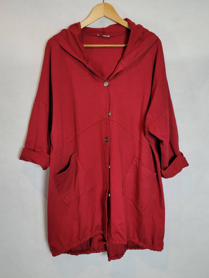 Veste sweat coton rouge femme grande taille