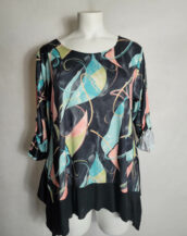 blouse évasée à motif noir femme grande taille