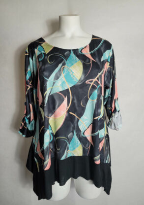 blouse évasée à motif noir femme grande taille