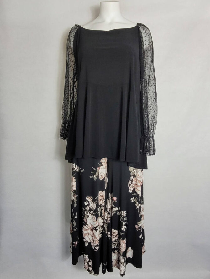 tenue grande taille pour soirée -tunique et pantalon floral