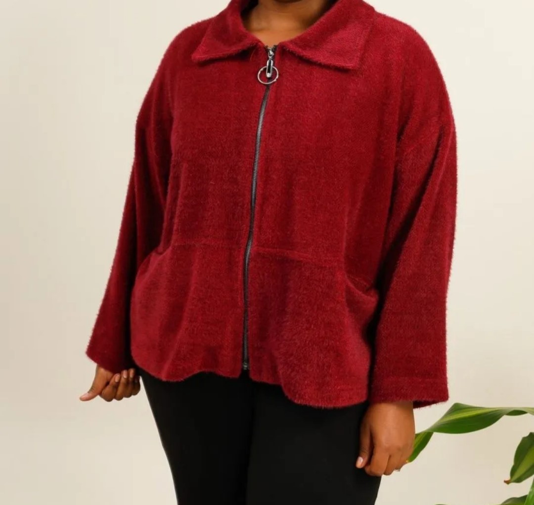 Veste femme grande taille chaude rouge