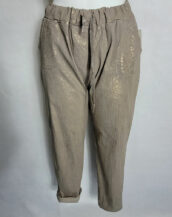 Pantalon paillette beige taille haute femme ronde
