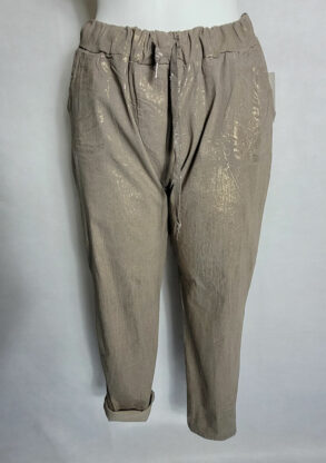 Pantalon paillette beige taille haute femme ronde