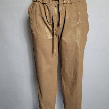 Pantalon femme taille haute chic. Pantalon paillette camel taille haute femme ronde