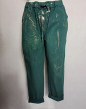 Pantalon paillette vert taille haute femme ronde