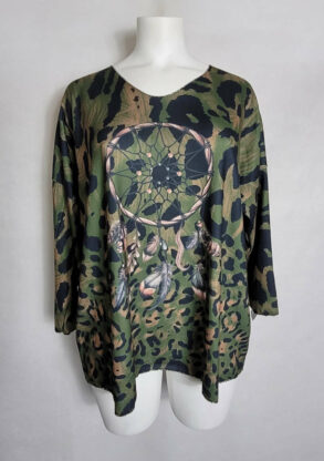 Pull fin animal kaki femme grande taille