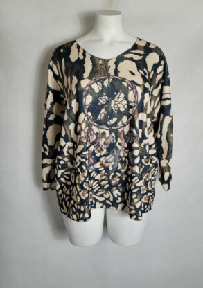 Pull fin animal noir femme grande taille