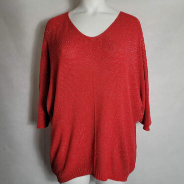 pull rouge paillette femme grande taille col V
