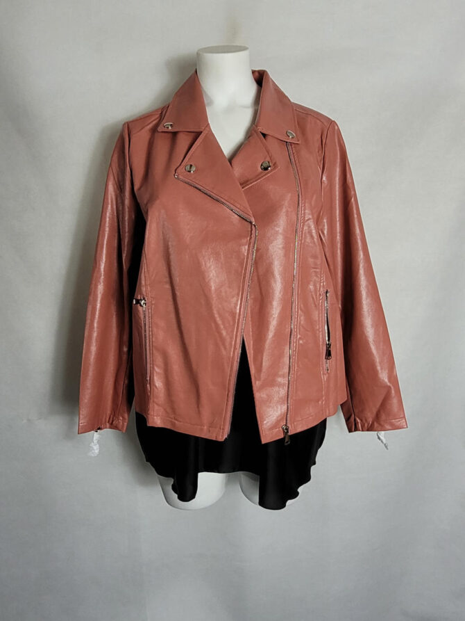 perfecto simili cuir rose femme grande taille