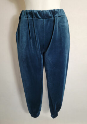 Pantalon jogging velours bleu femme ronde