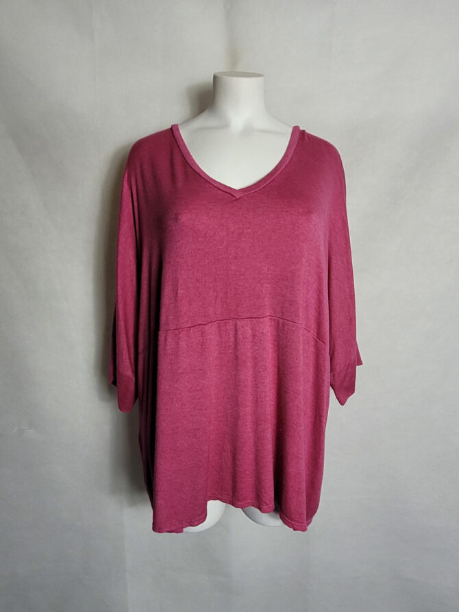 Pull fin oversize fuchsia femme grande taille