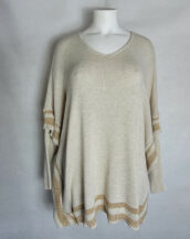 Pull poncho beige paillette femme grande taille