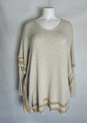 Pull poncho beige paillette femme grande taille