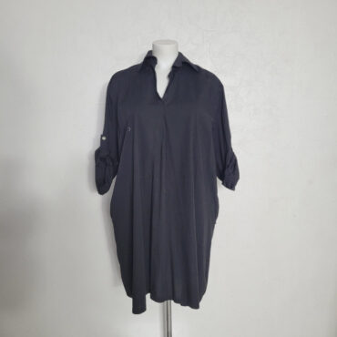 robe en coton grande taille​ noir manches longues | robe chemise