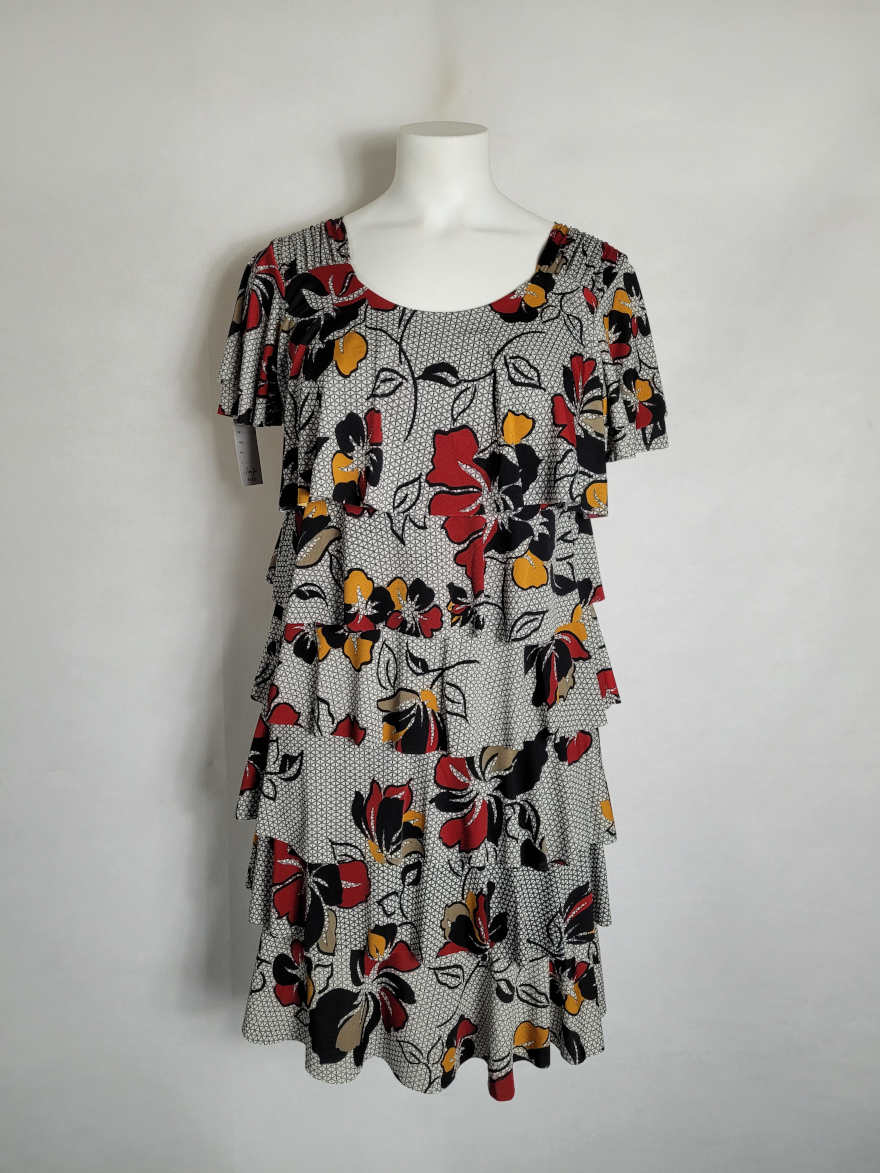 Robe soiree chic florale femme tendance col rond Caprices de madeleine