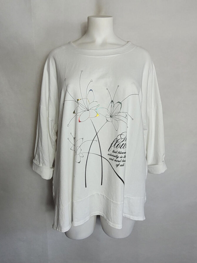 Tee shirt grande taille femme a coupe oversize blanc femme grande taille