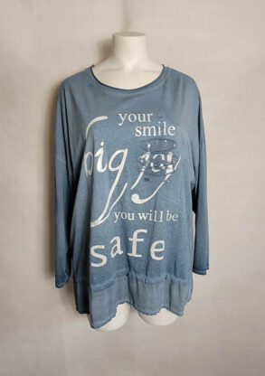 Tshirt long oversize bleu femme grande taille