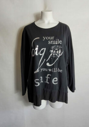 Tshirt long oversize noir femme grande taille