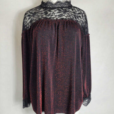 blouse chic paillette dentelle rouge femme ronde