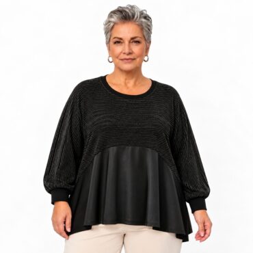 pull tunique femme original Porté par une femme de 60 ans et plus