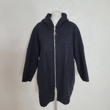 manteau en laine bouillie noir femme​ grande taille