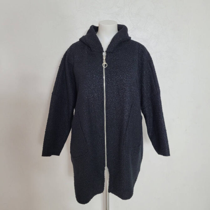 manteau en laine bouillie noir femme​ grande taille