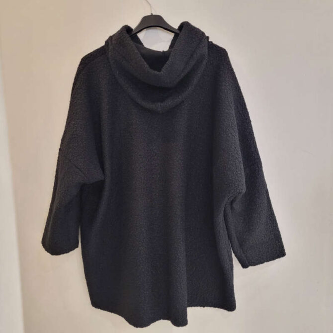 manteau femme en laine noir à capuche