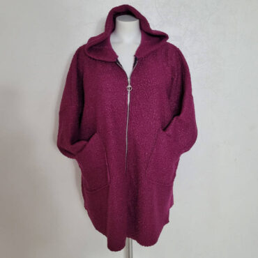 Manteau lainage à capuche fermeture éclair pour femme ronde