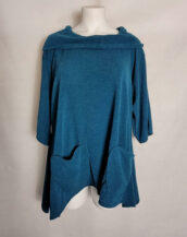 Pull capuche original bleu femme ronde