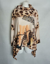 Pull large col roulé animal femme grande taille
