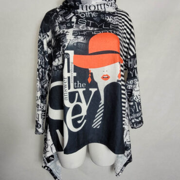 Pull large col roulé original femme grande taille