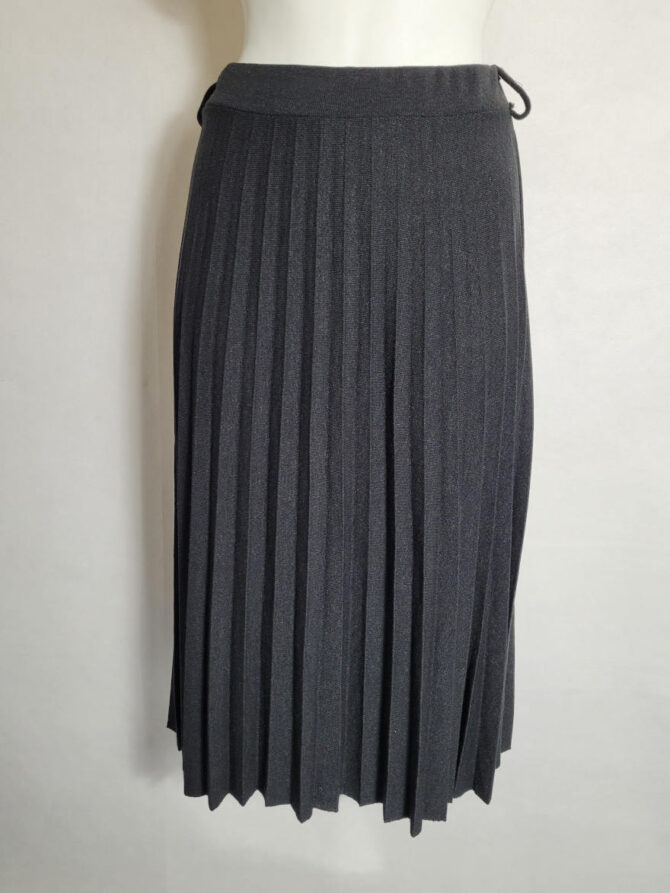 jupe longue en laine plissée noir femme grande taille