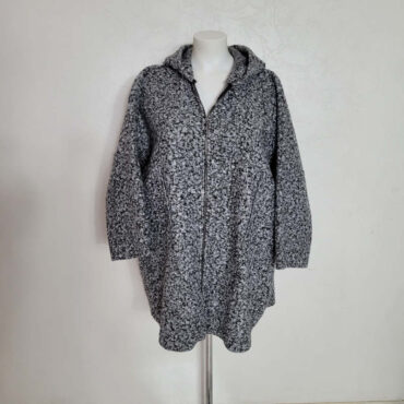 Manteau en laine femme gris grande taille coupe trapèze original