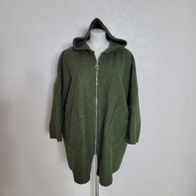 Manteau court manteau court drap de laine kaki femme​ – Image 2