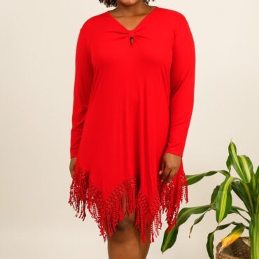 haut rouge habillé femme grande taille fluide